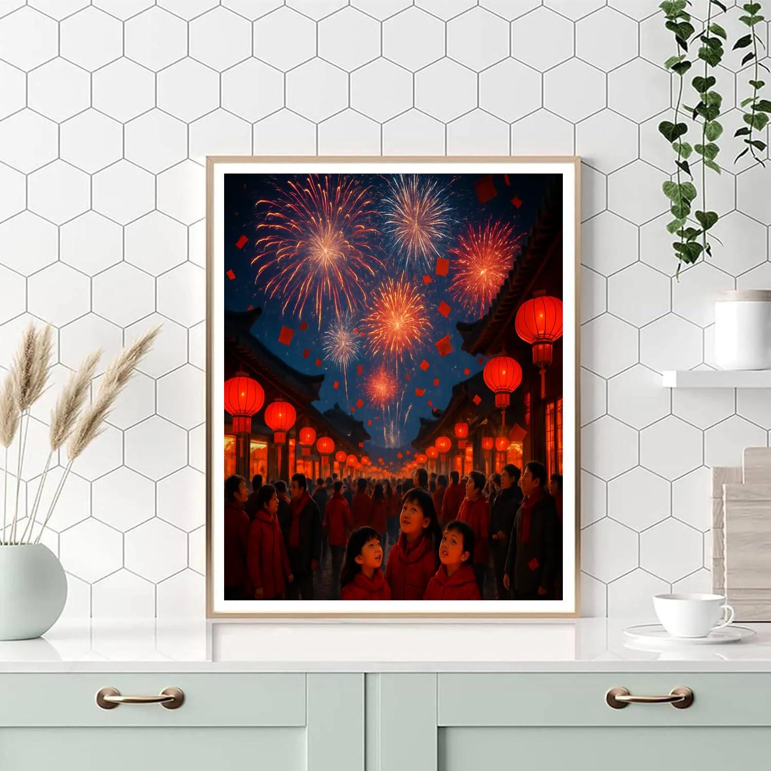 Chinese New Year Fireworks Number painting