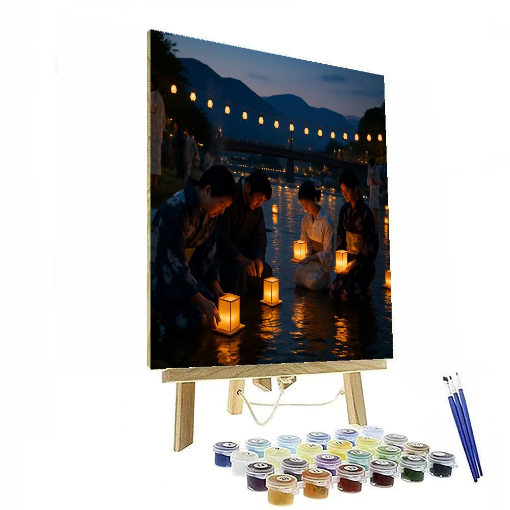 Obon Lantern Floating Ceremony In Kyoto Number painting