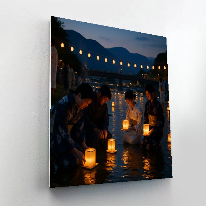 Obon Lantern Floating Ceremony In Kyoto Number painting