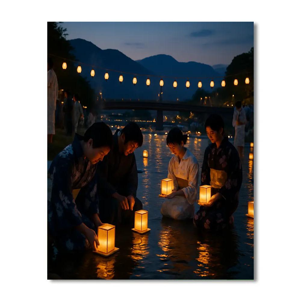 Obon Lantern Floating Ceremony In Kyoto Number painting