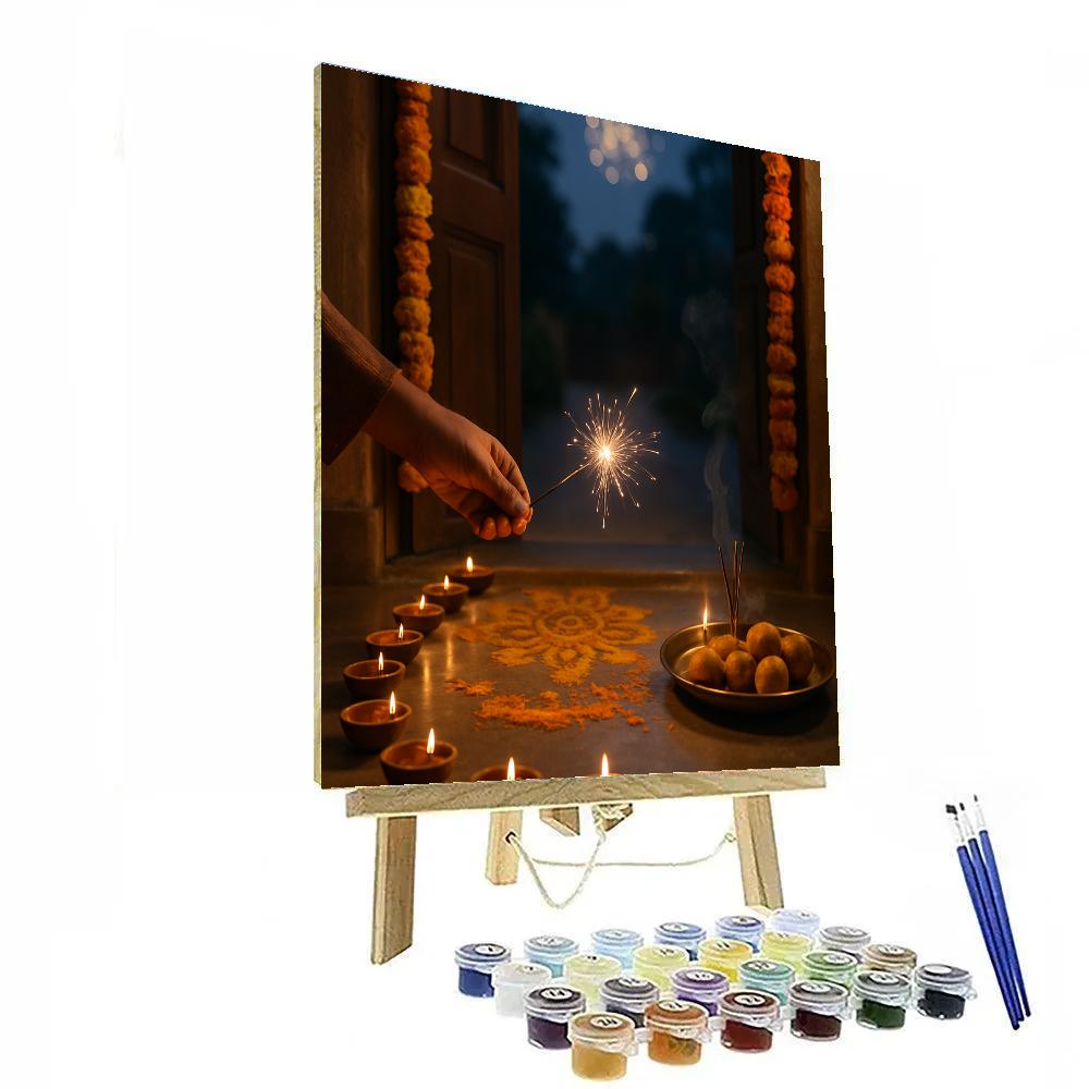 Diwali Doorstep Lights Painting by numbers kit