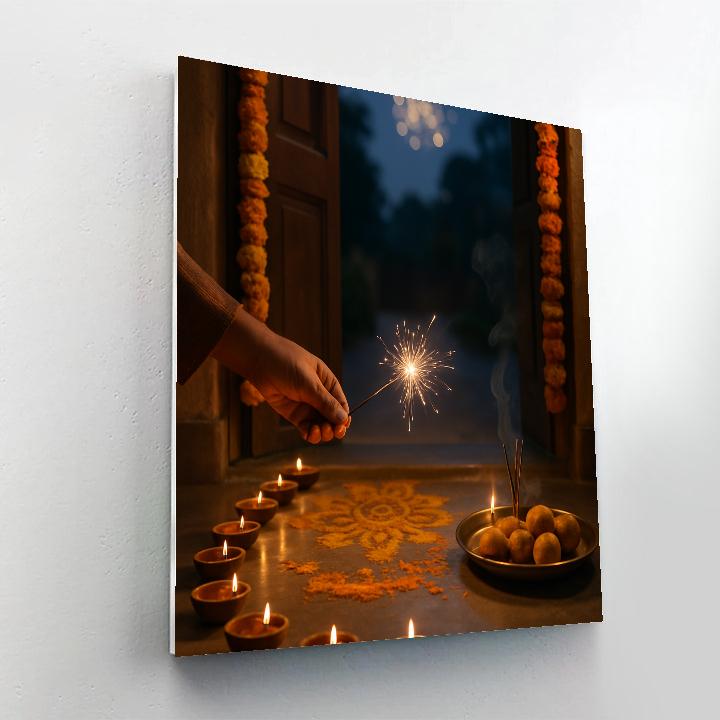 Diwali Doorstep Lights Painting by numbers kit