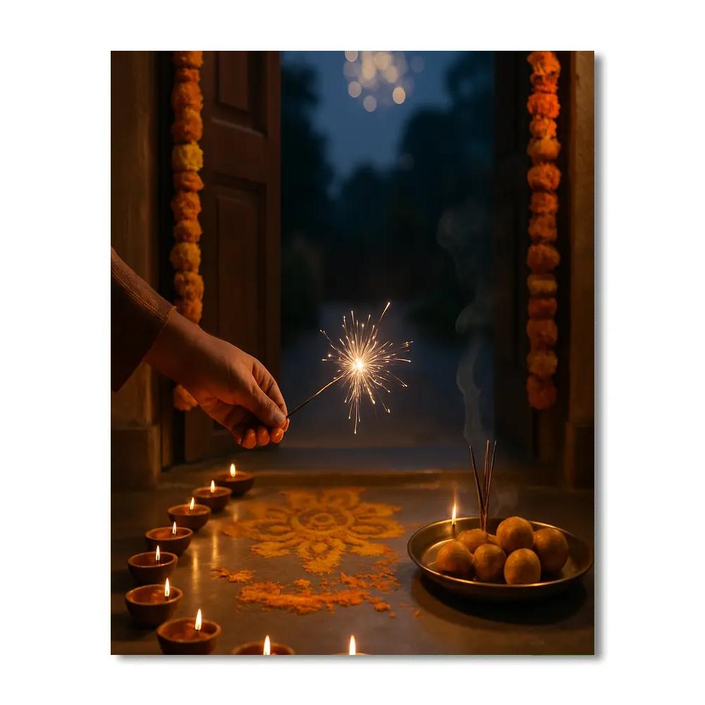 Diwali Doorstep Lights Painting by numbers kit