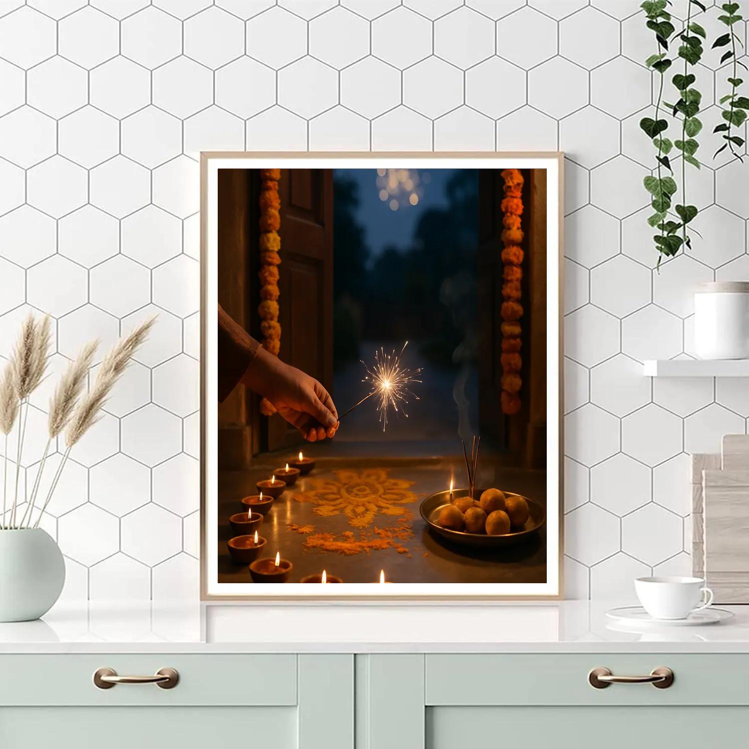 Diwali Doorstep Lights Painting by numbers kit