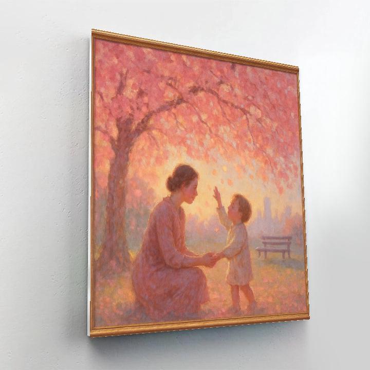 Mother And Child Under Cherry Blossom Canopy Numbered painting kits
