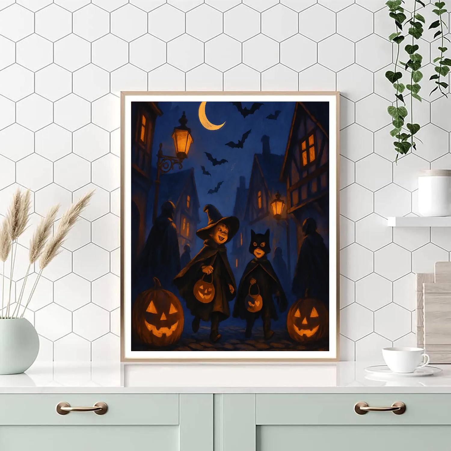 Halloween Moonlit Trickster Parade Paint by numbers art