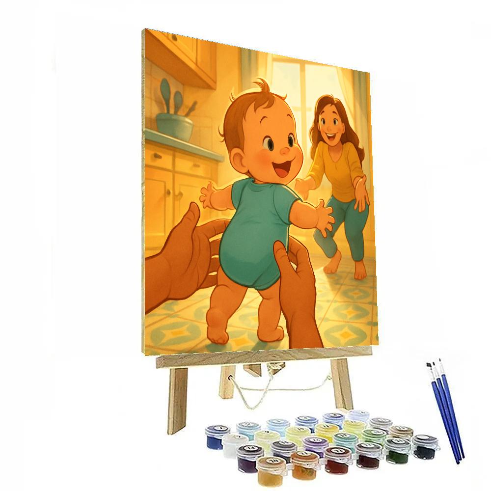 First Steps On Sunlit Kitchen Tiles painting number kit