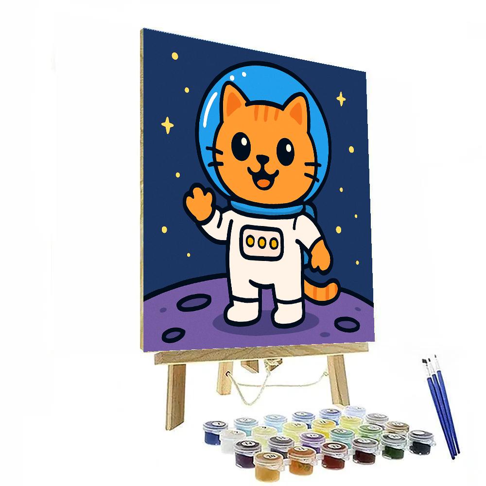 Happy Little Space Explorer Cat DIY paint by numbers