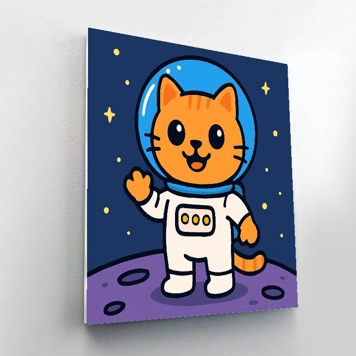 Happy Little Space Explorer Cat DIY paint by numbers