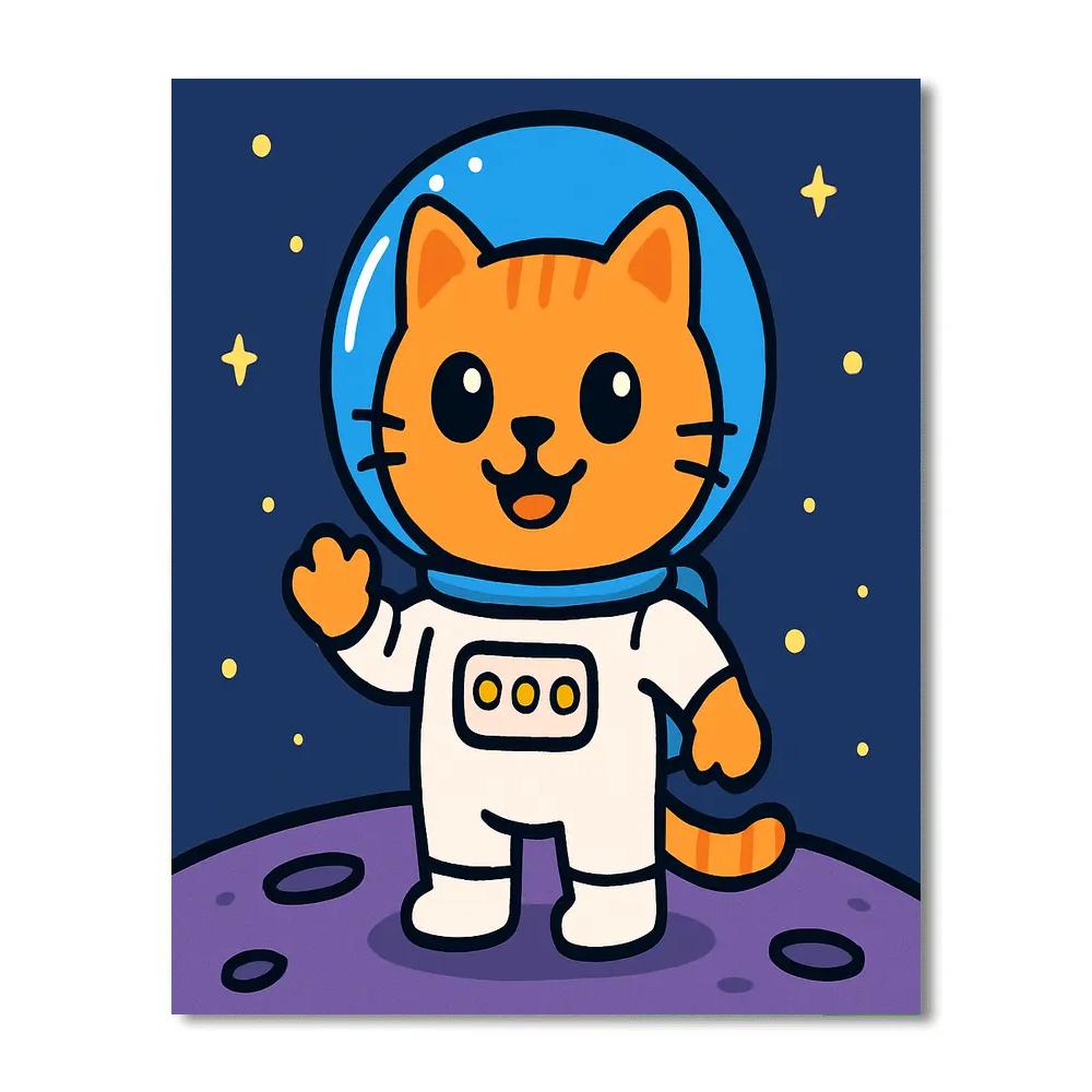 Happy Little Space Explorer Cat DIY paint by numbers
