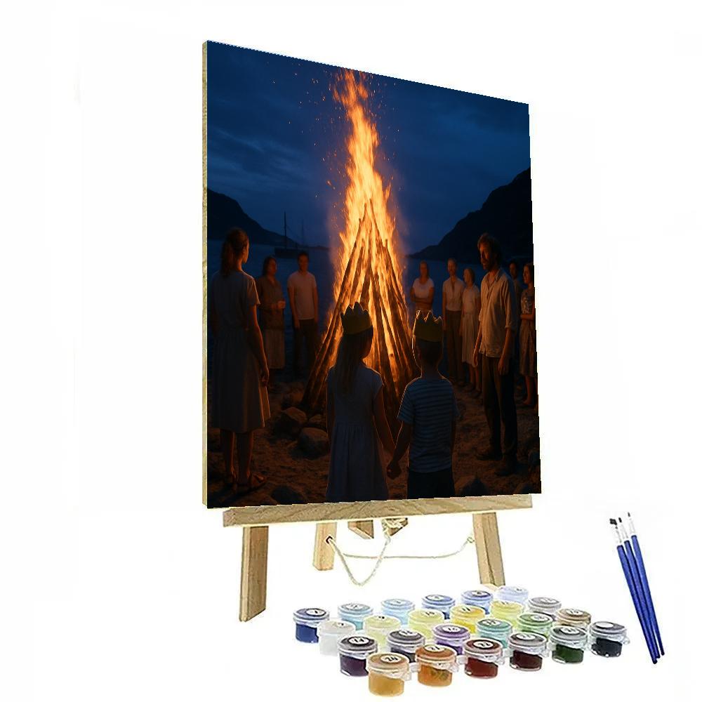 Norwegian Sankthans Bonfire Night Number painting