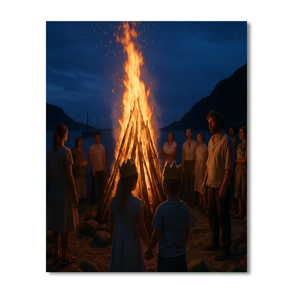 Norwegian Sankthans Bonfire Night Number painting