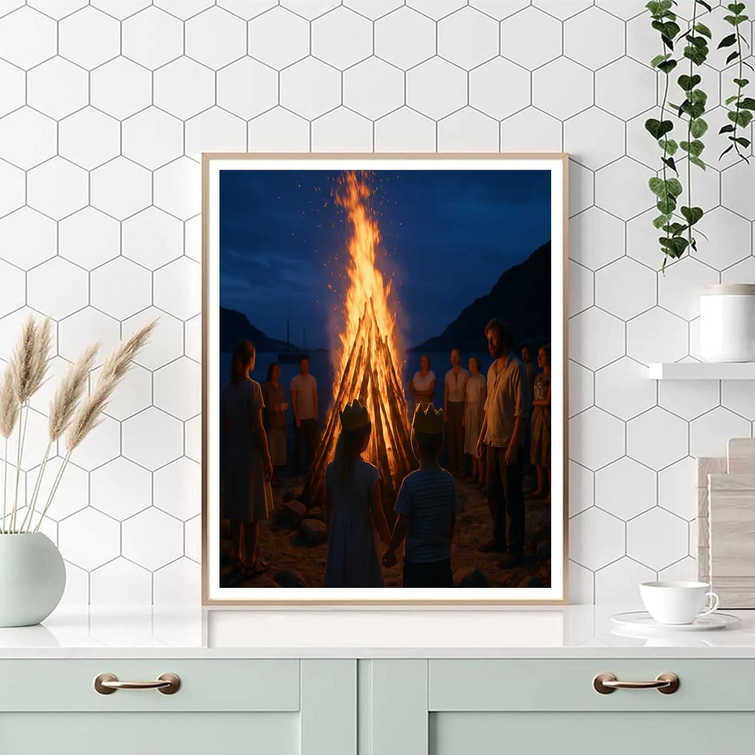 Norwegian Sankthans Bonfire Night Number painting