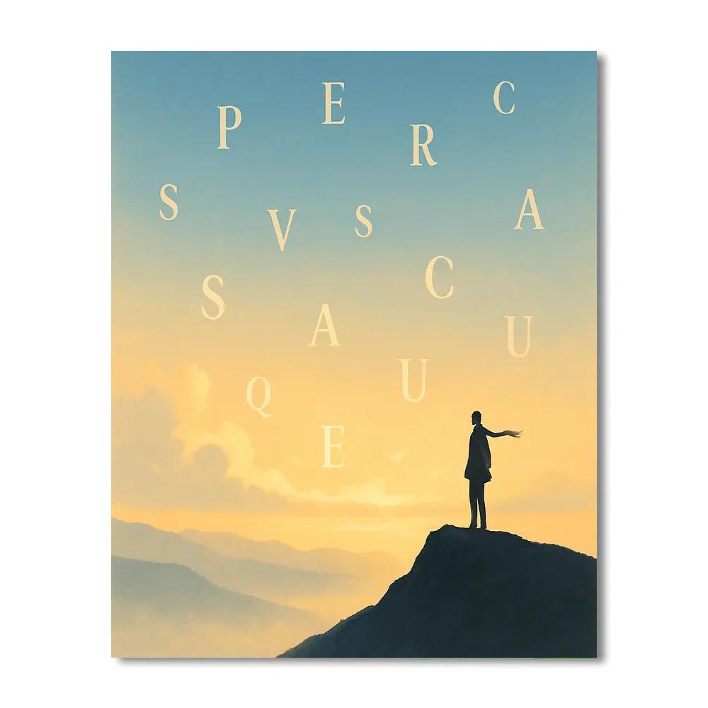 Inspire Dawn Over Summit Words paint by number