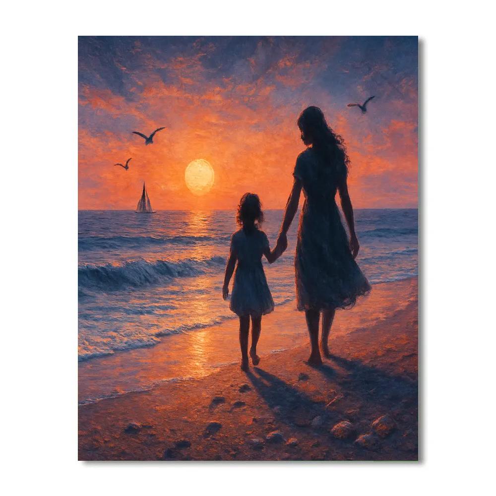 Seaside Sunset Hand In Hand Paint by numbers kits