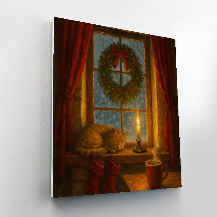 Christmas Hearthside Snowfall painting number kit