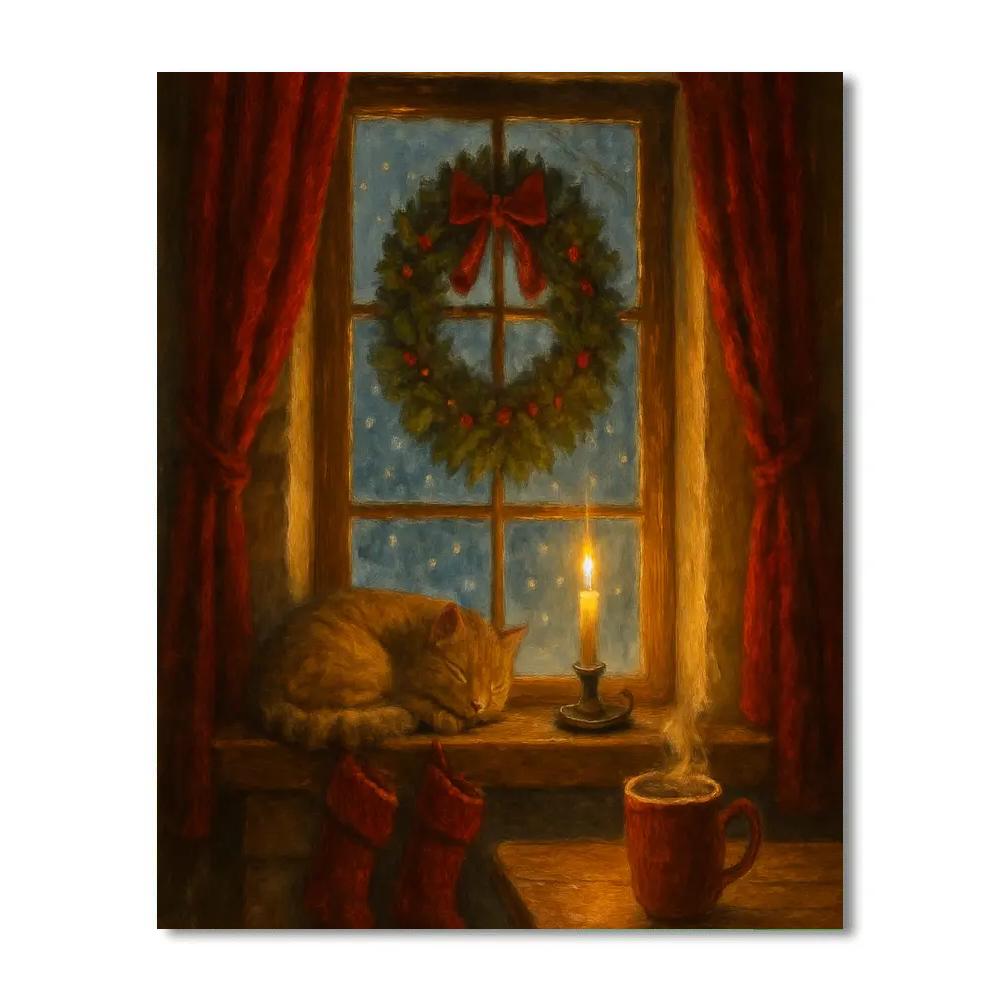 Christmas Hearthside Snowfall painting number kit