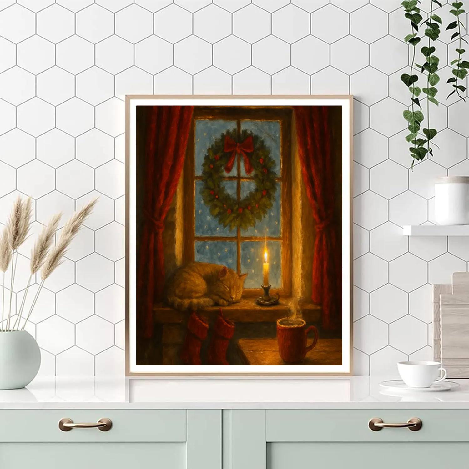 Christmas Hearthside Snowfall painting number kit