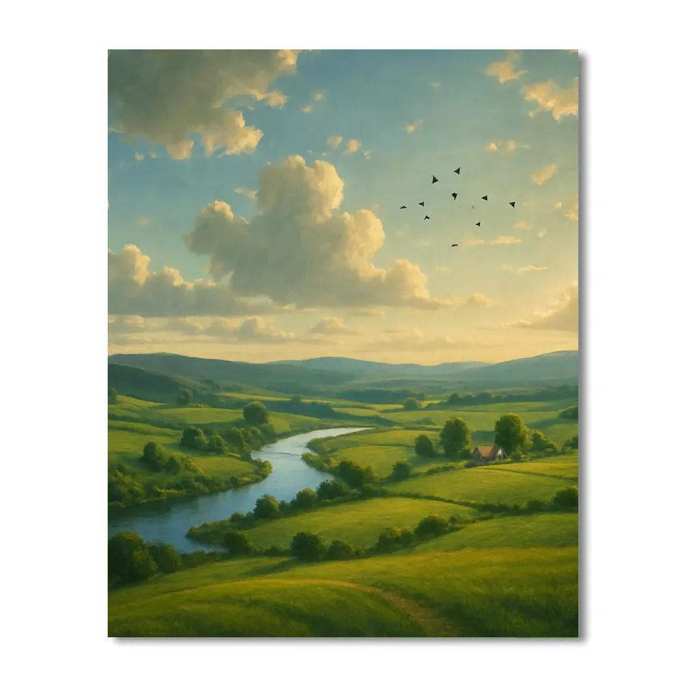 Landscape Whispering Valley Panorama Number painting