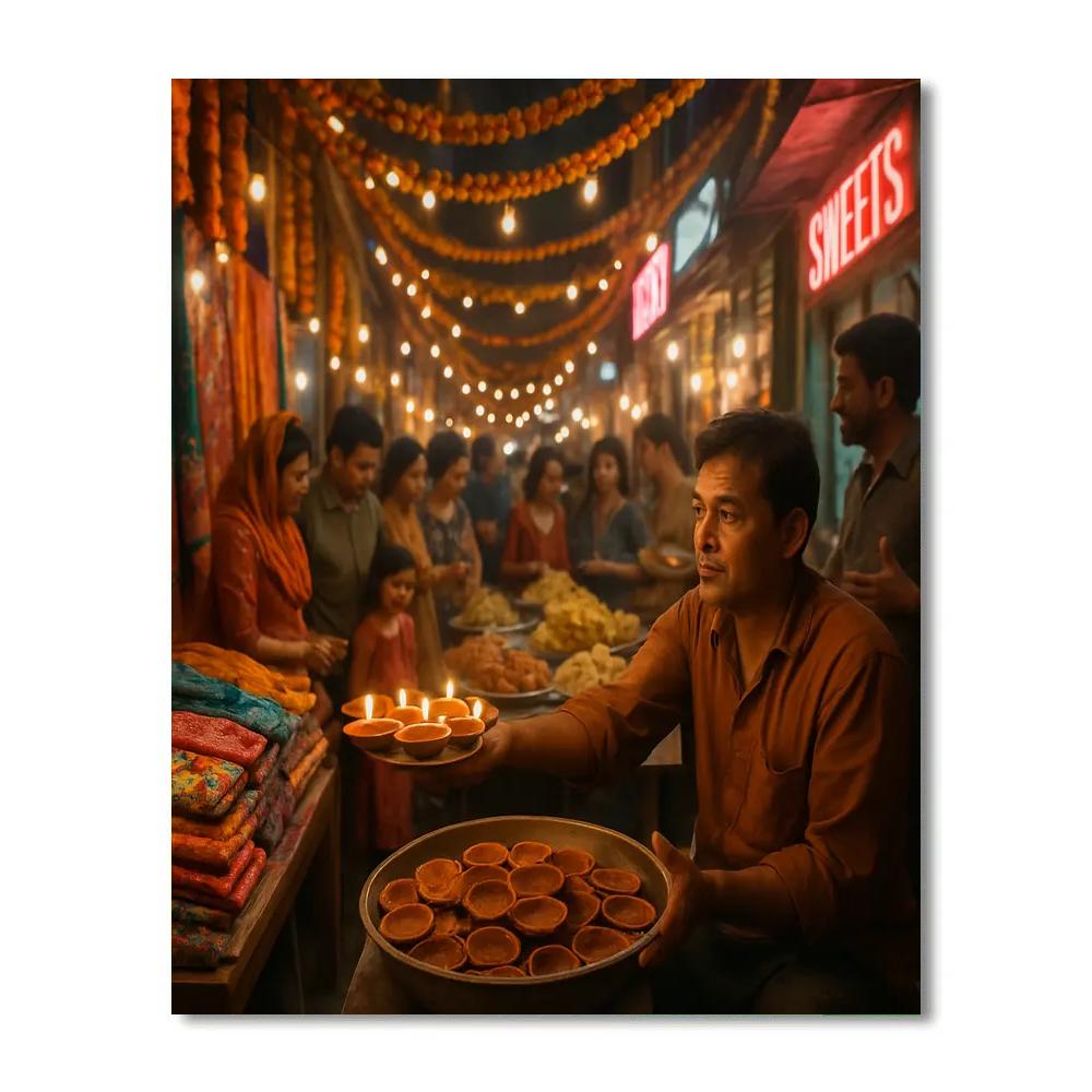 Laneway Diwali Street Market Paint by numbers kits