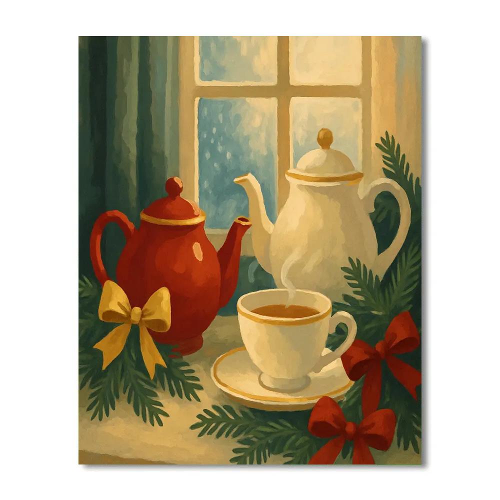 Midwinter Tea Circle paint by number