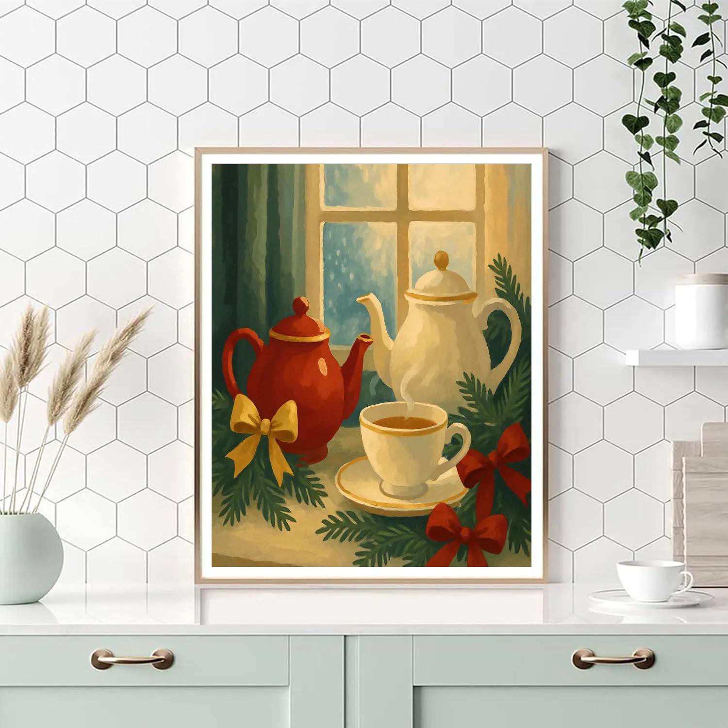 Midwinter Tea Circle paint by number