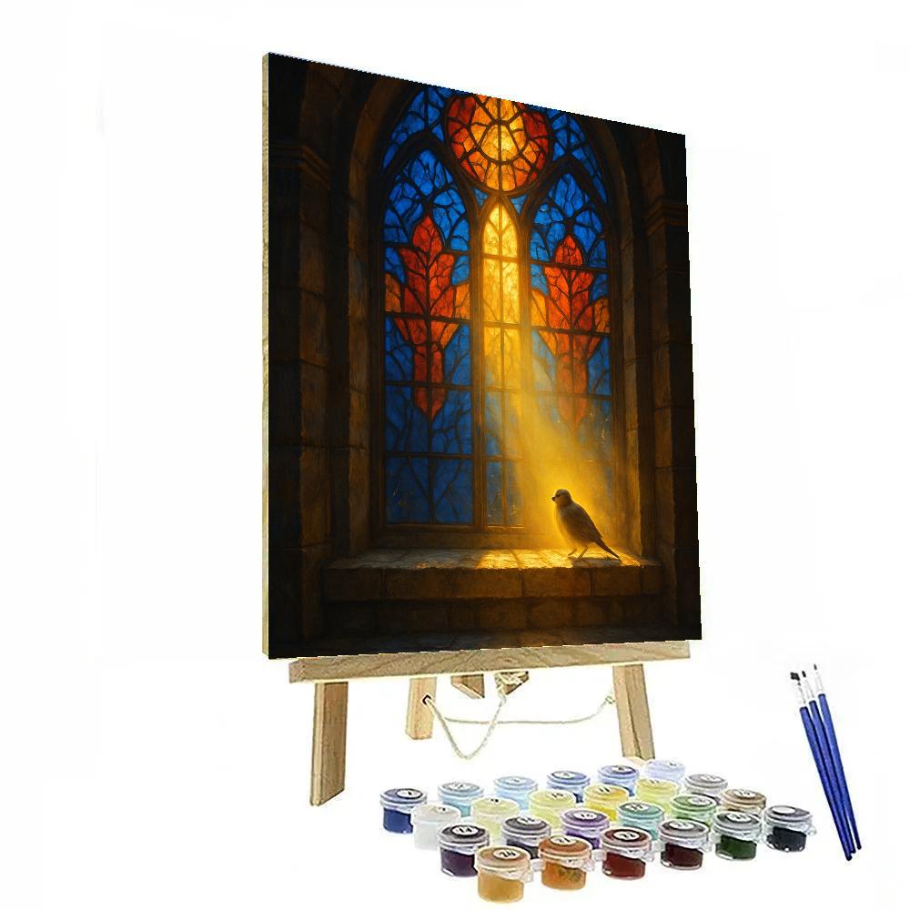 Stained Glass Sunrise Cathedral Window Numbered painting kits
