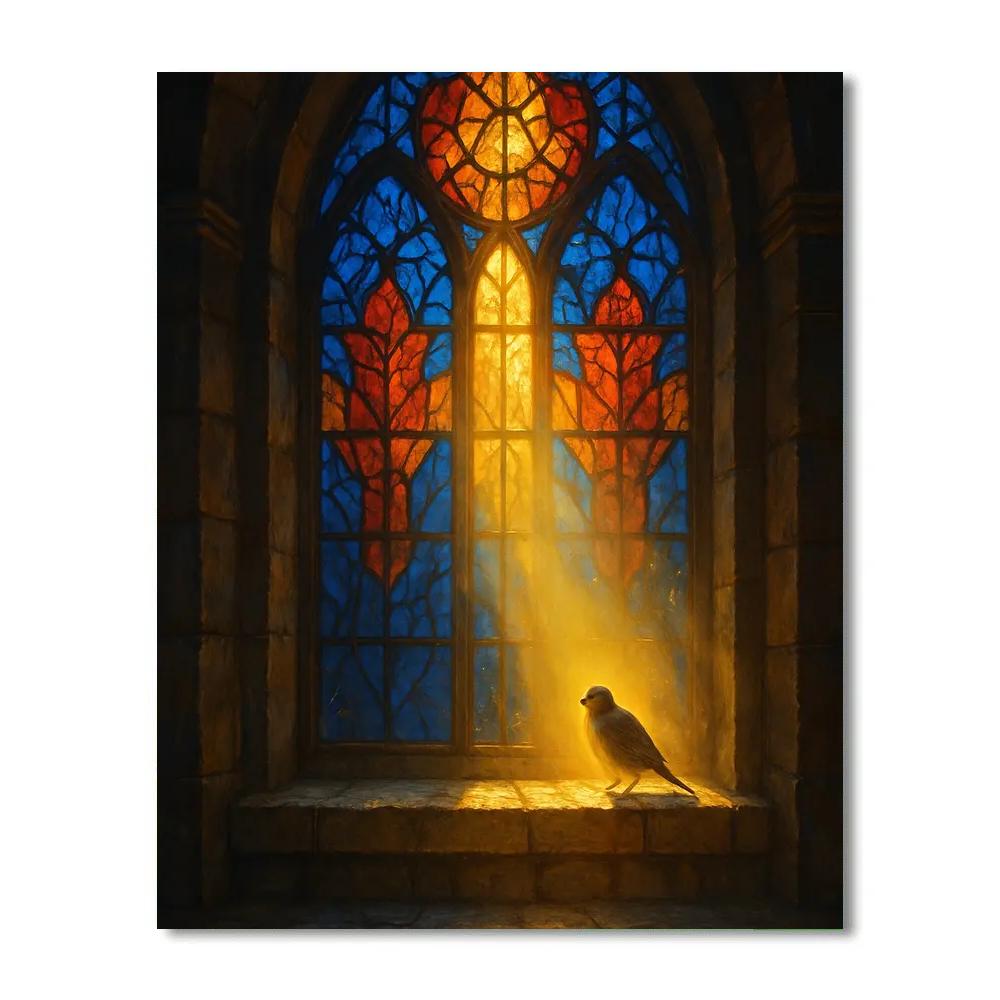 Stained Glass Sunrise Cathedral Window Numbered painting kits