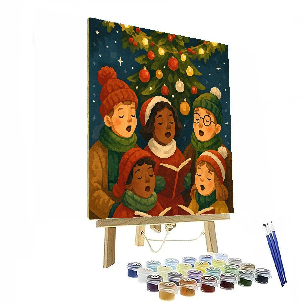Twinkling Treetop Choir paint by number