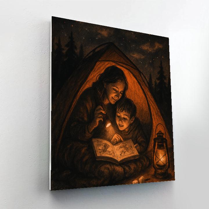 Camping Tent Nighttime Story Circle Paint by numbers art