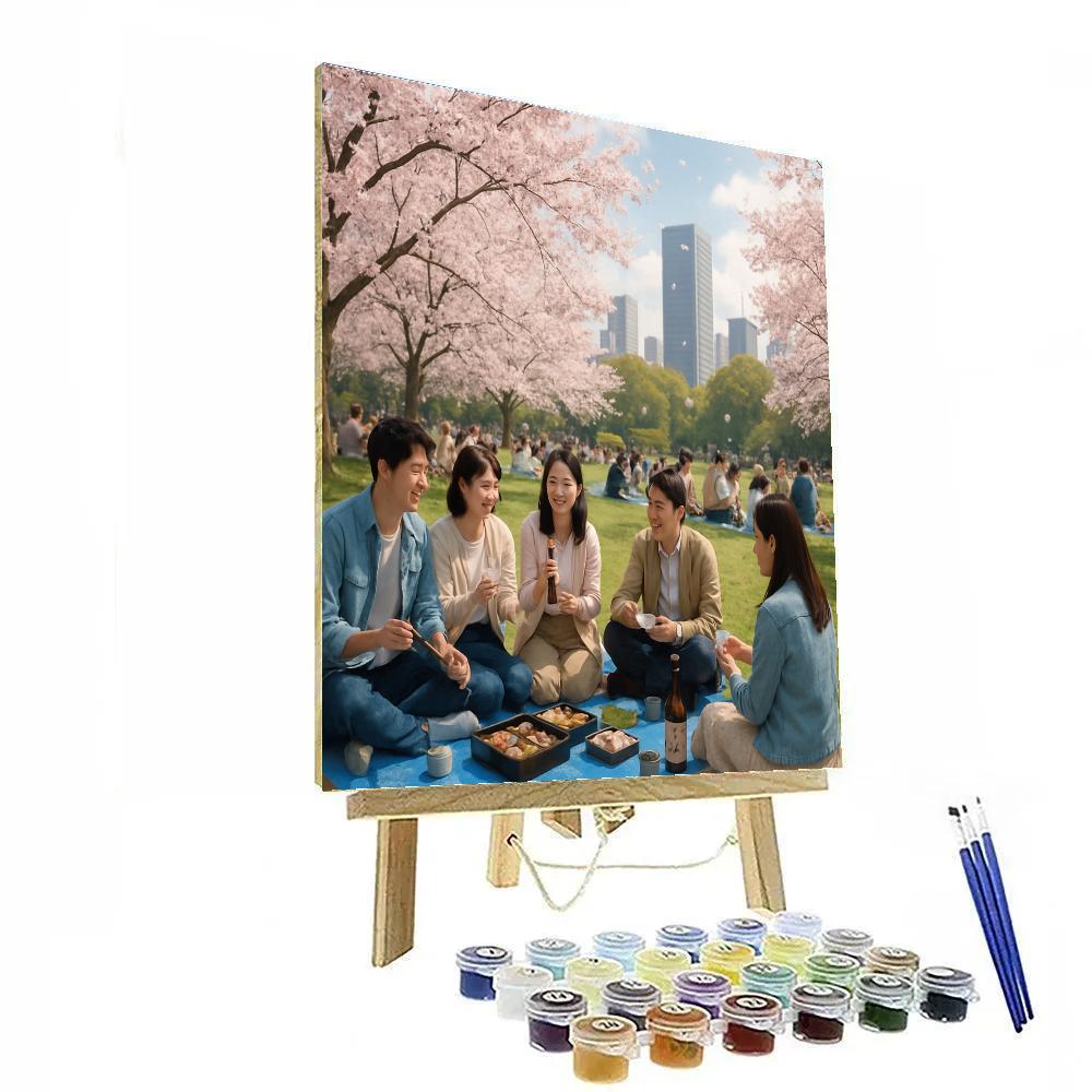 Cherry Blossom Festival Picnic In Tokyo Painting by numbers kit