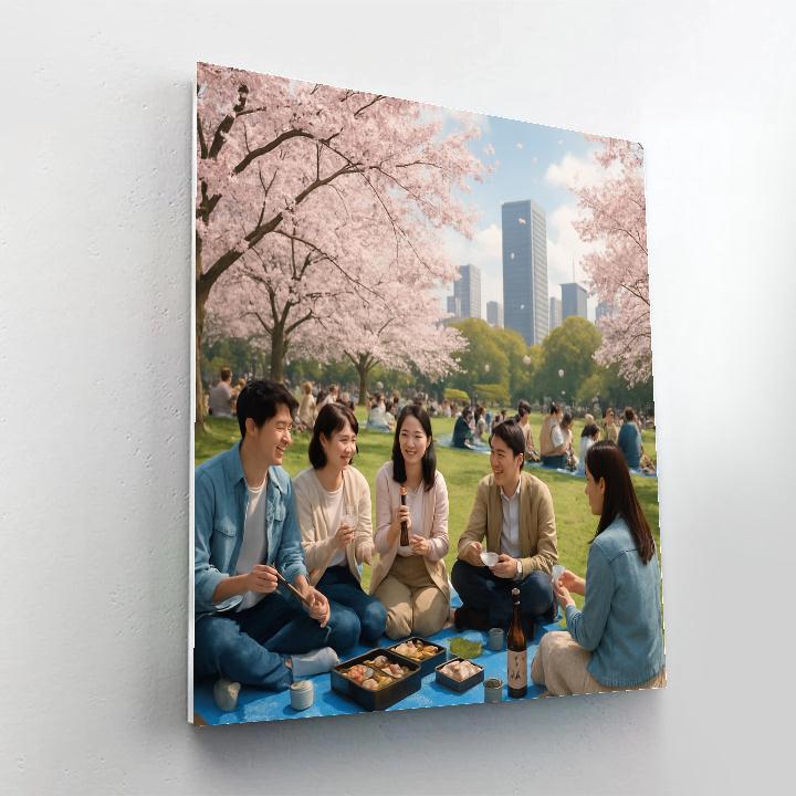 Cherry Blossom Festival Picnic In Tokyo Painting by numbers kit