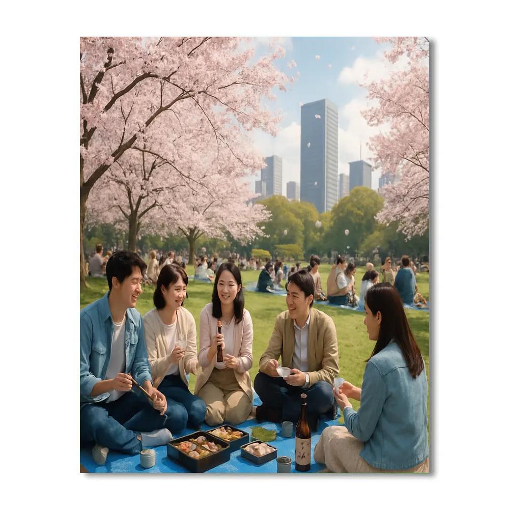 Cherry Blossom Festival Picnic In Tokyo Painting by numbers kit