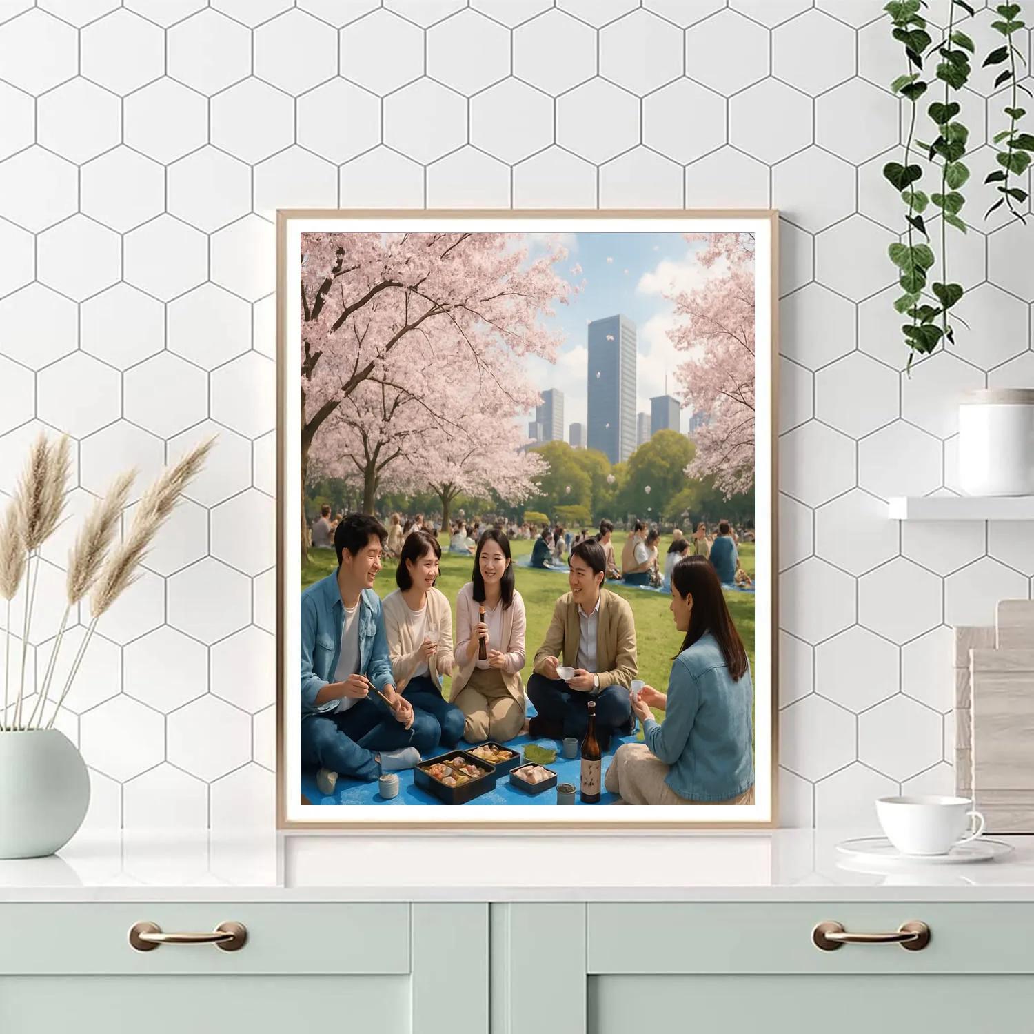 Cherry Blossom Festival Picnic In Tokyo Painting by numbers kit