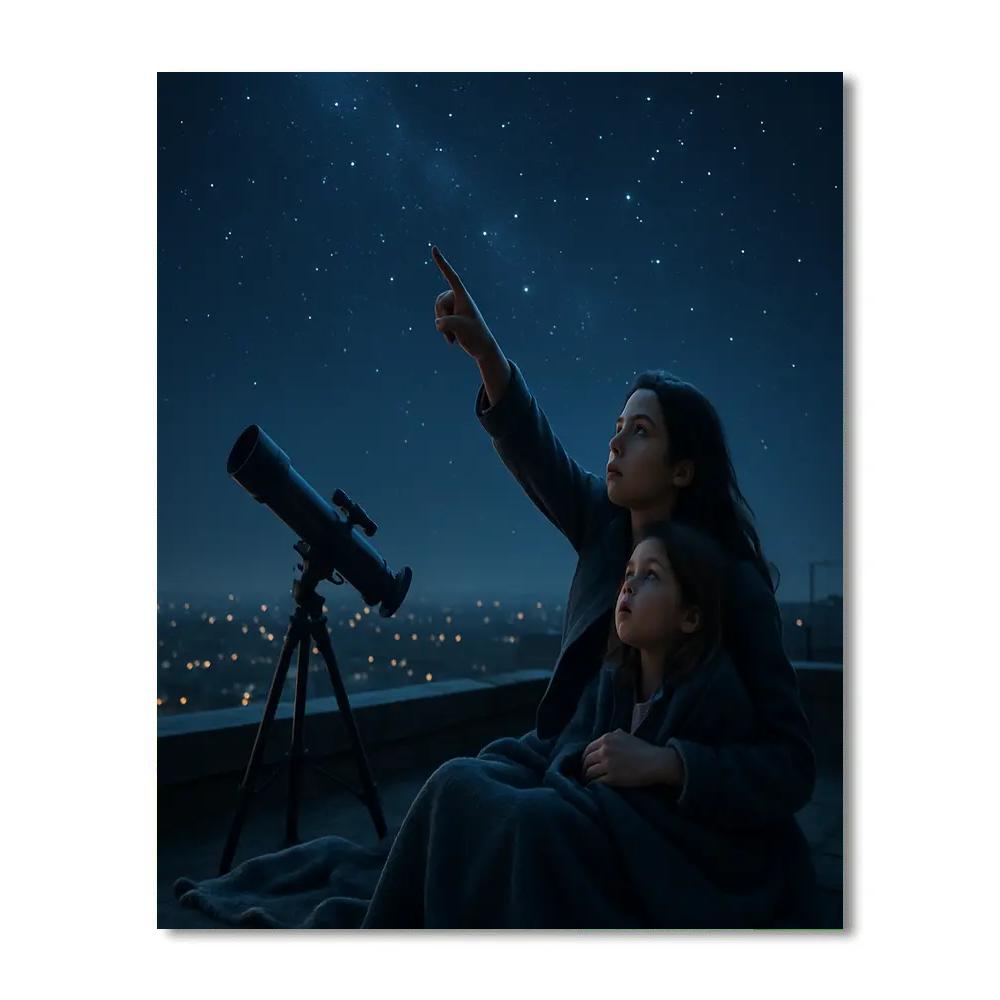 City Rooftop Stargazing Duo paint by numbers