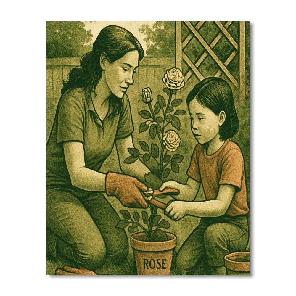 Father And Daughter Gardening Lesson Paint by numbers art