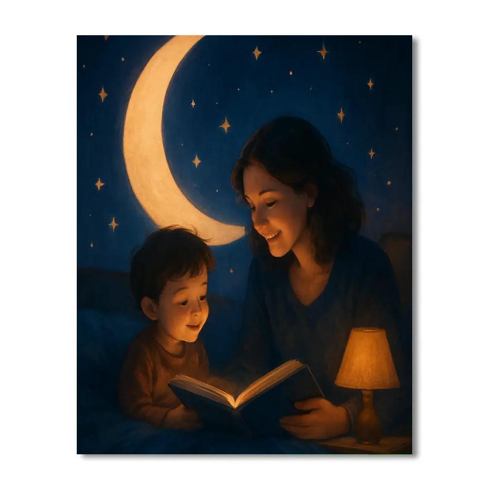 Moonlit Bedtime Story Circle Paint by numbers kits