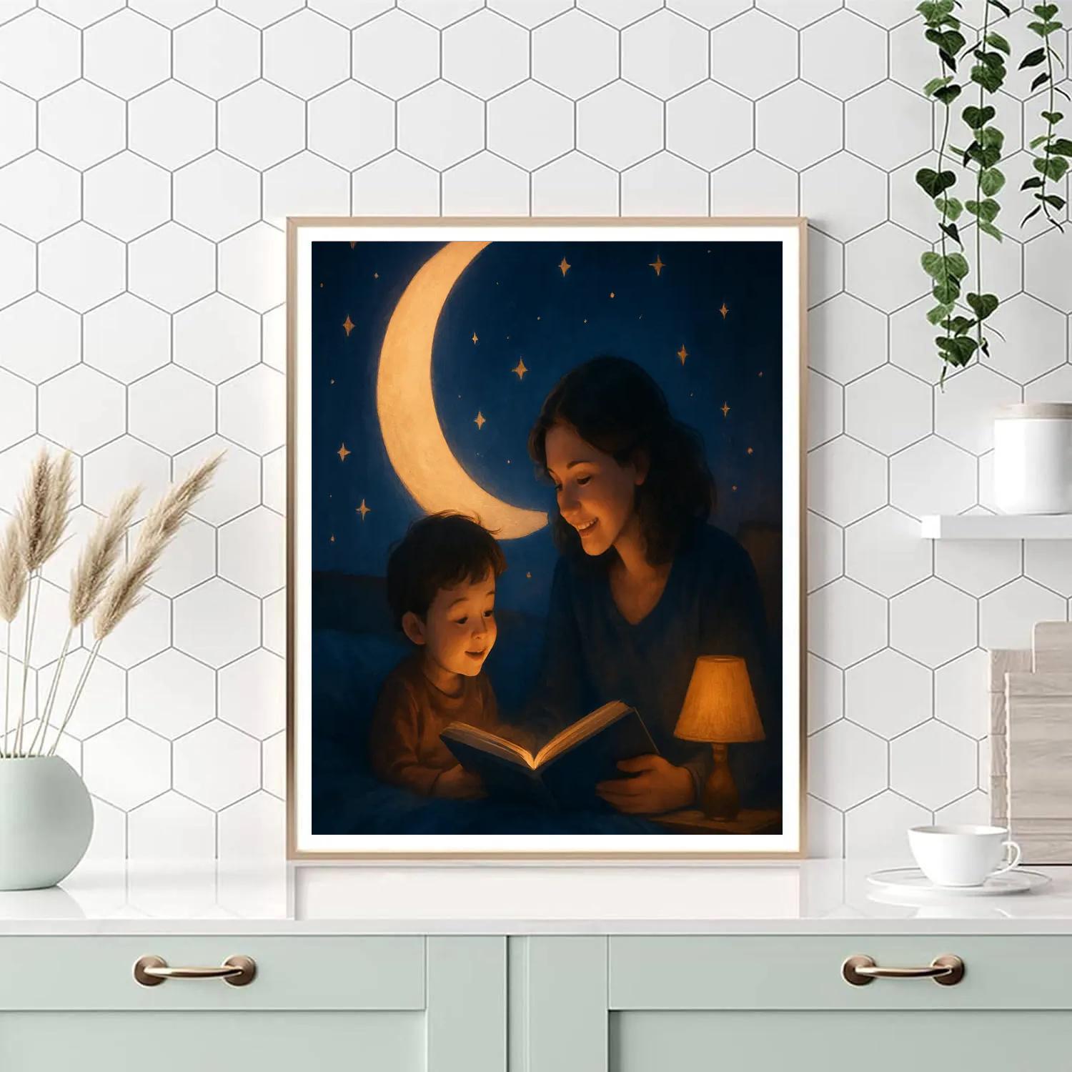 Moonlit Bedtime Story Circle Paint by numbers kits