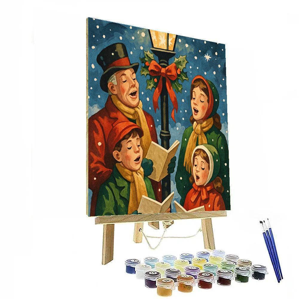 Twinkling Carolers Circle Painting by numbers kit