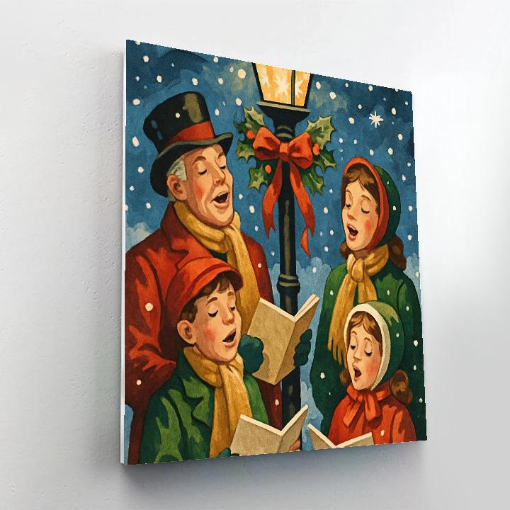 Twinkling Carolers Circle Painting by numbers kit