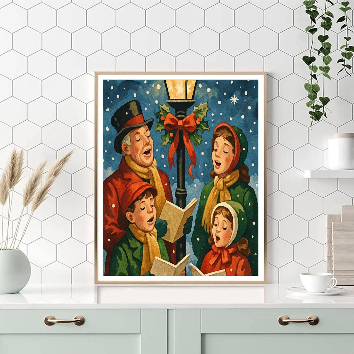 Twinkling Carolers Circle Painting by numbers kit