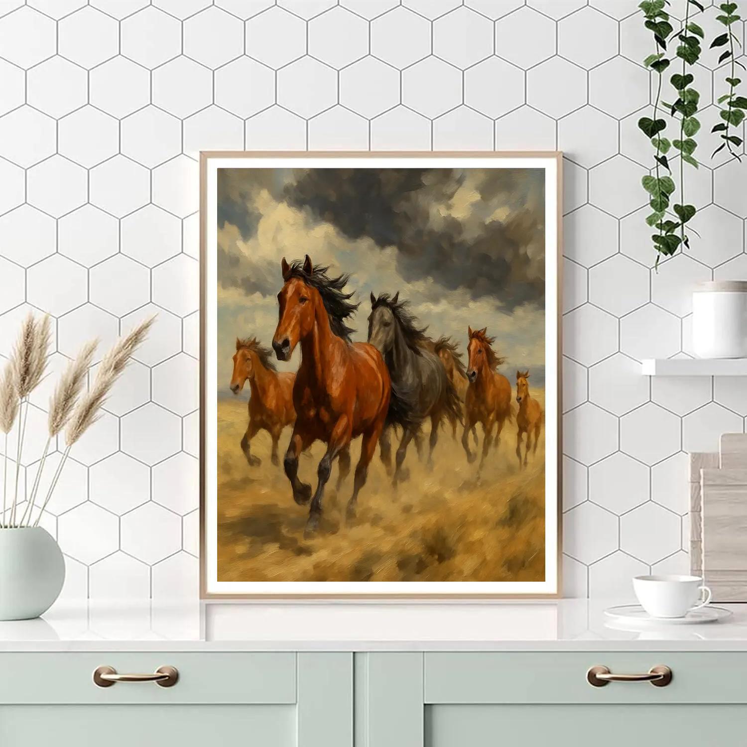Horse Wildgrass Thunder Run Number painting