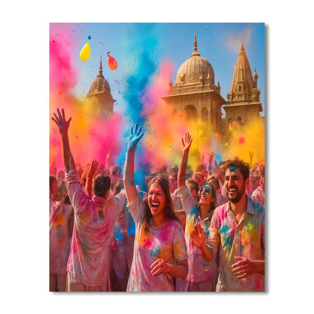 Holi Festival Celebration Paint by numbers art
