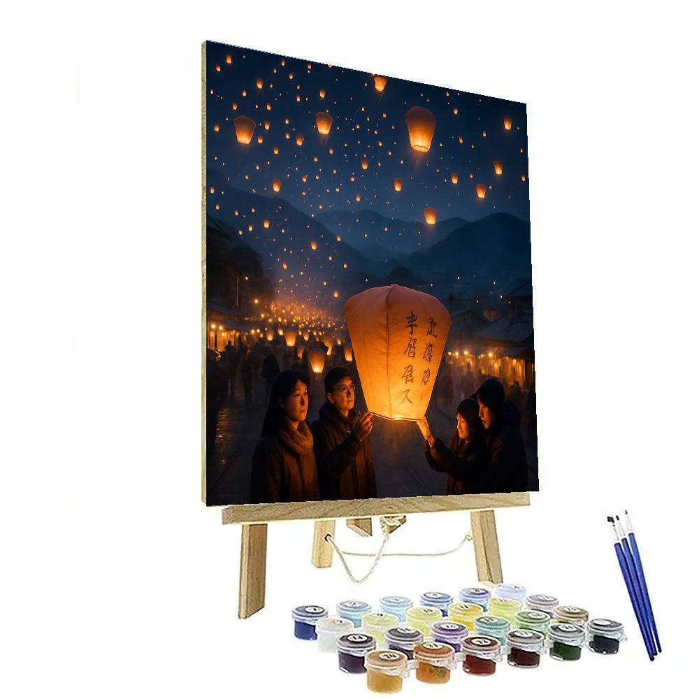Pingxi Lanterns Ascend Over New Taipei DIY paint by numbers