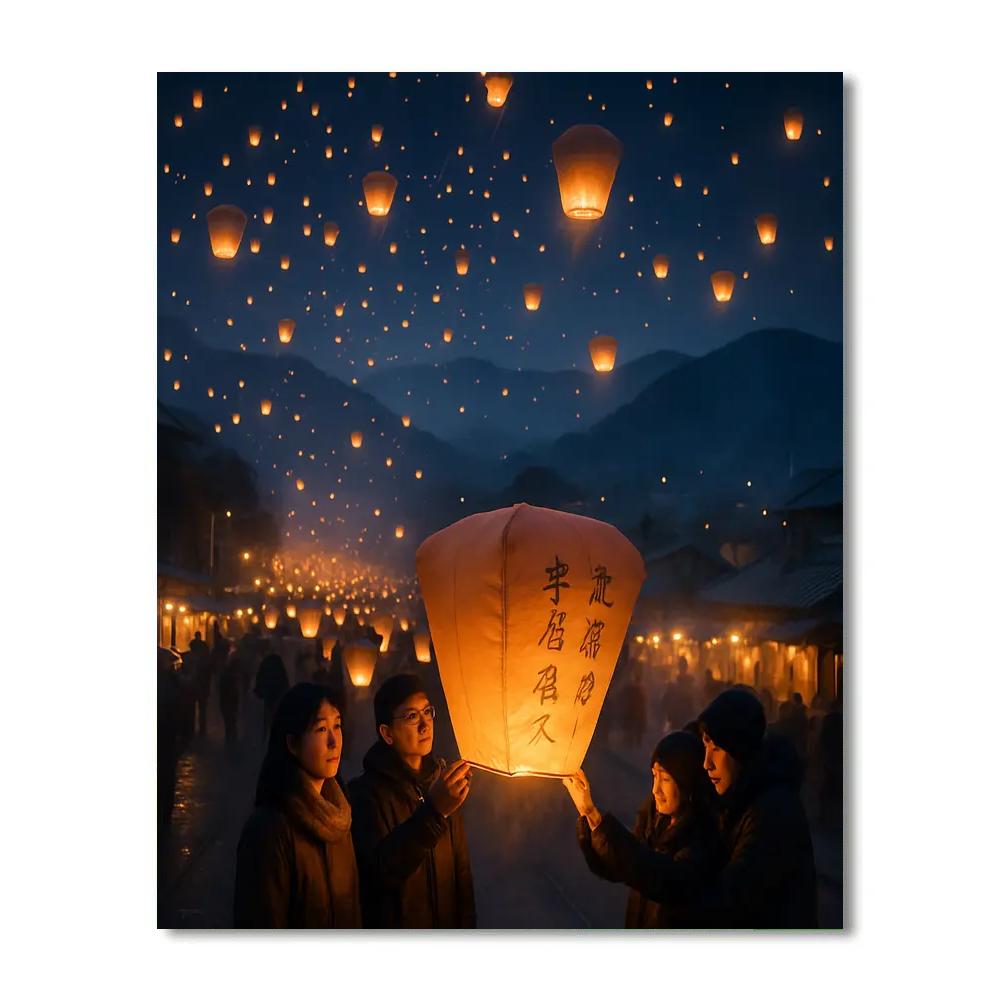 Pingxi Lanterns Ascend Over New Taipei DIY paint by numbers