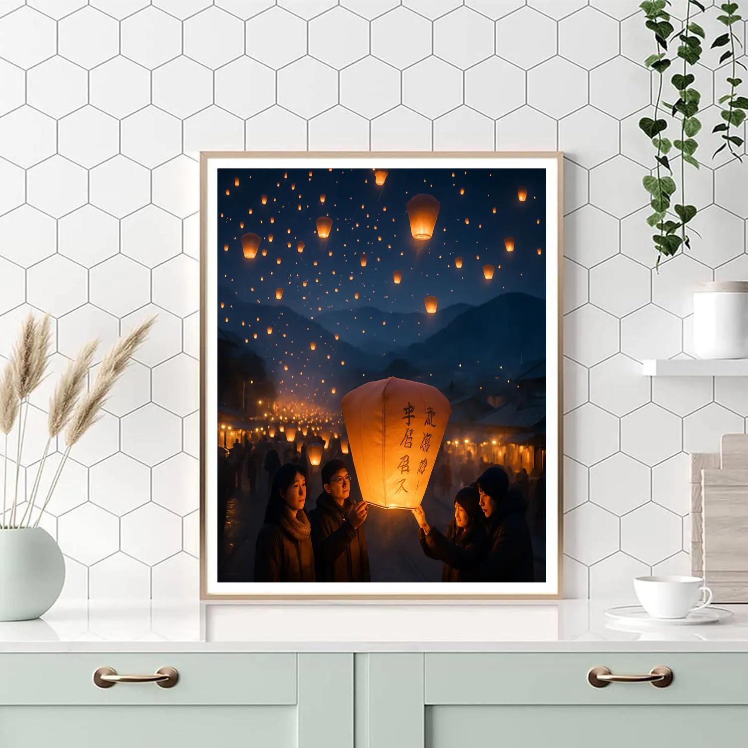 Pingxi Lanterns Ascend Over New Taipei DIY paint by numbers