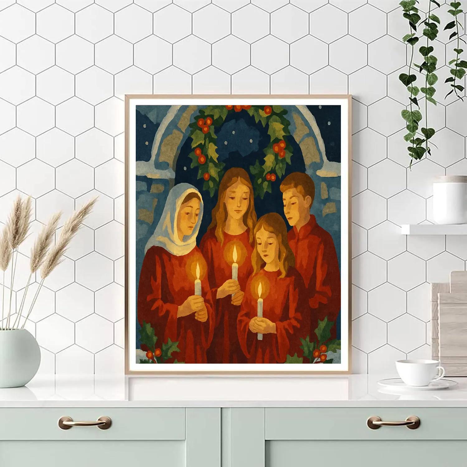 Candlelight Christmas Blessing Number painting
