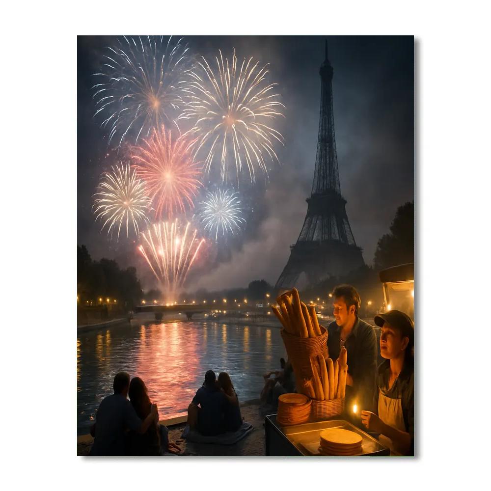 Bastille Day Fireworks Seine Painting by numbers kit