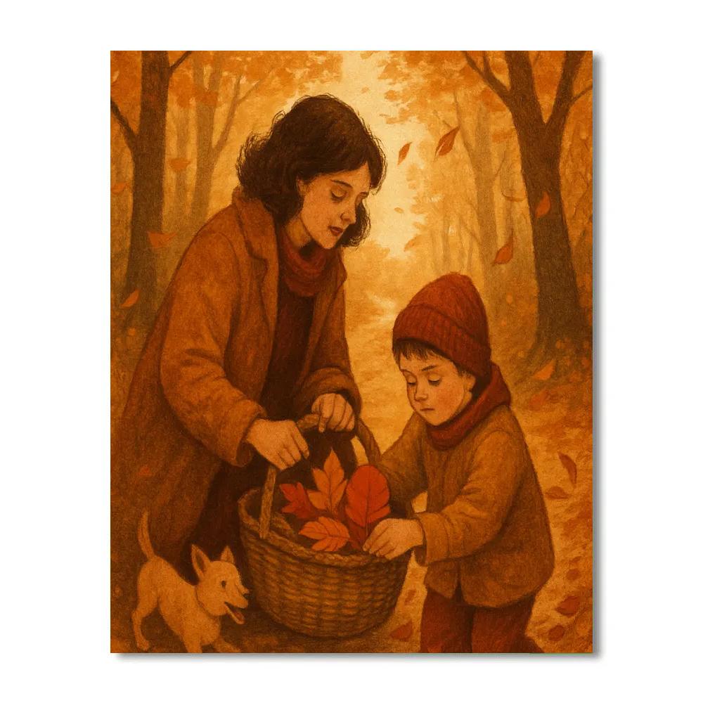 Autumn Leaf Collecting Walk Paint by numbers kits