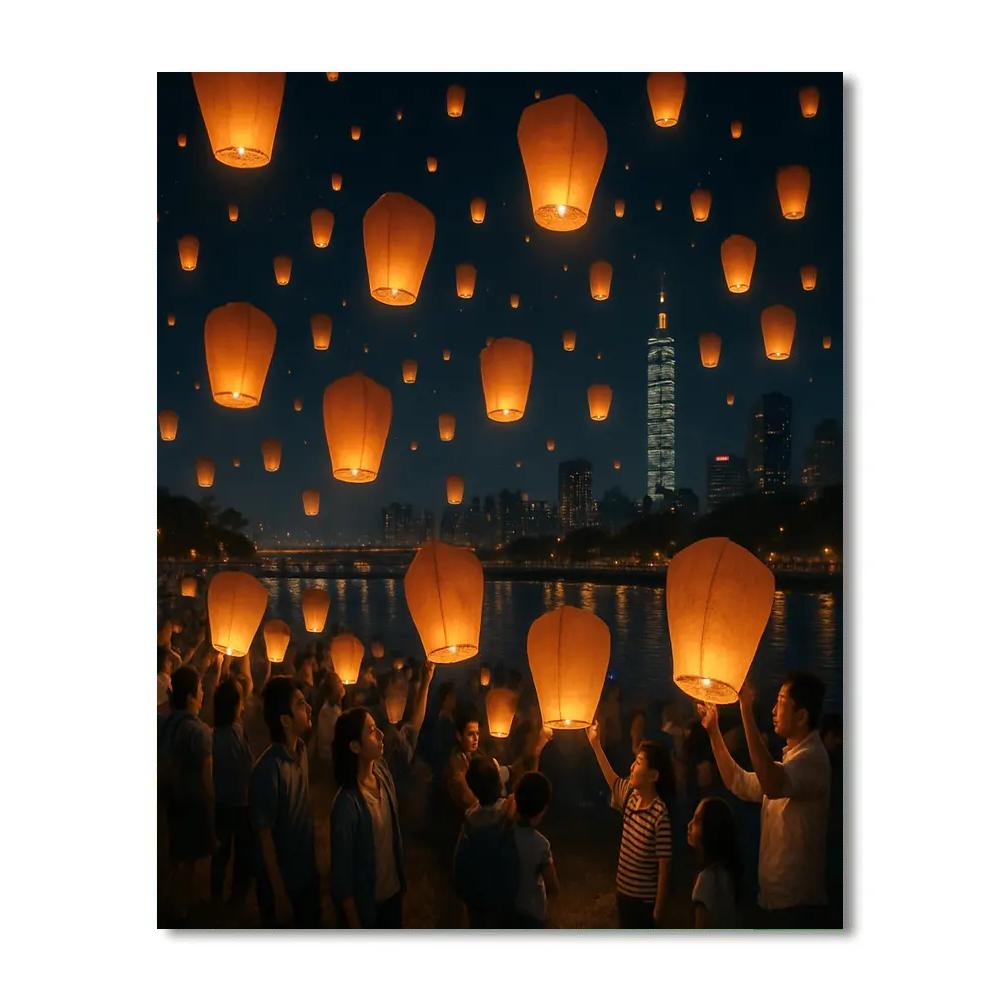 Taipei Lantern Festival Sky Paint by numbers art